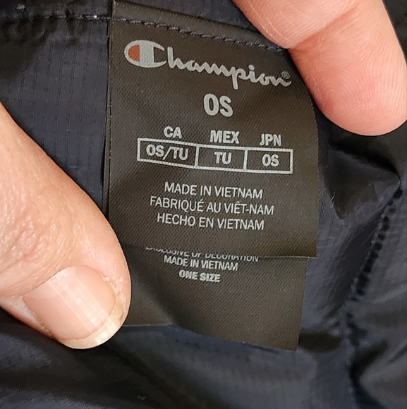 Champion Reversible Puffer Scarf with Pockets One Size - Navy Gray White Winter - Picture 8 of 9